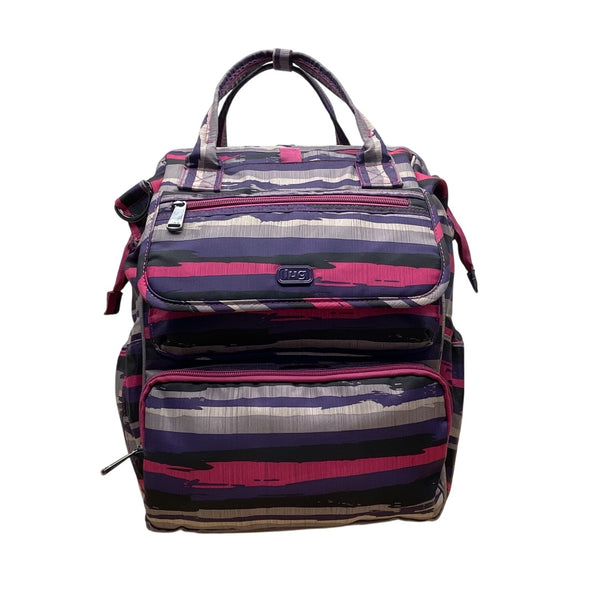 Lug Via Purple Striped With Top Handles & Adjustable Straps Multi-Pocket Backpack