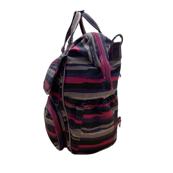 Lug Via Purple Striped With Top Handles & Adjustable Straps Multi-Pocket Backpack