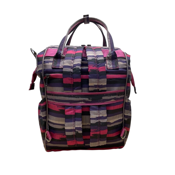Lug Via Purple Striped With Top Handles & Adjustable Straps Multi-Pocket Backpack