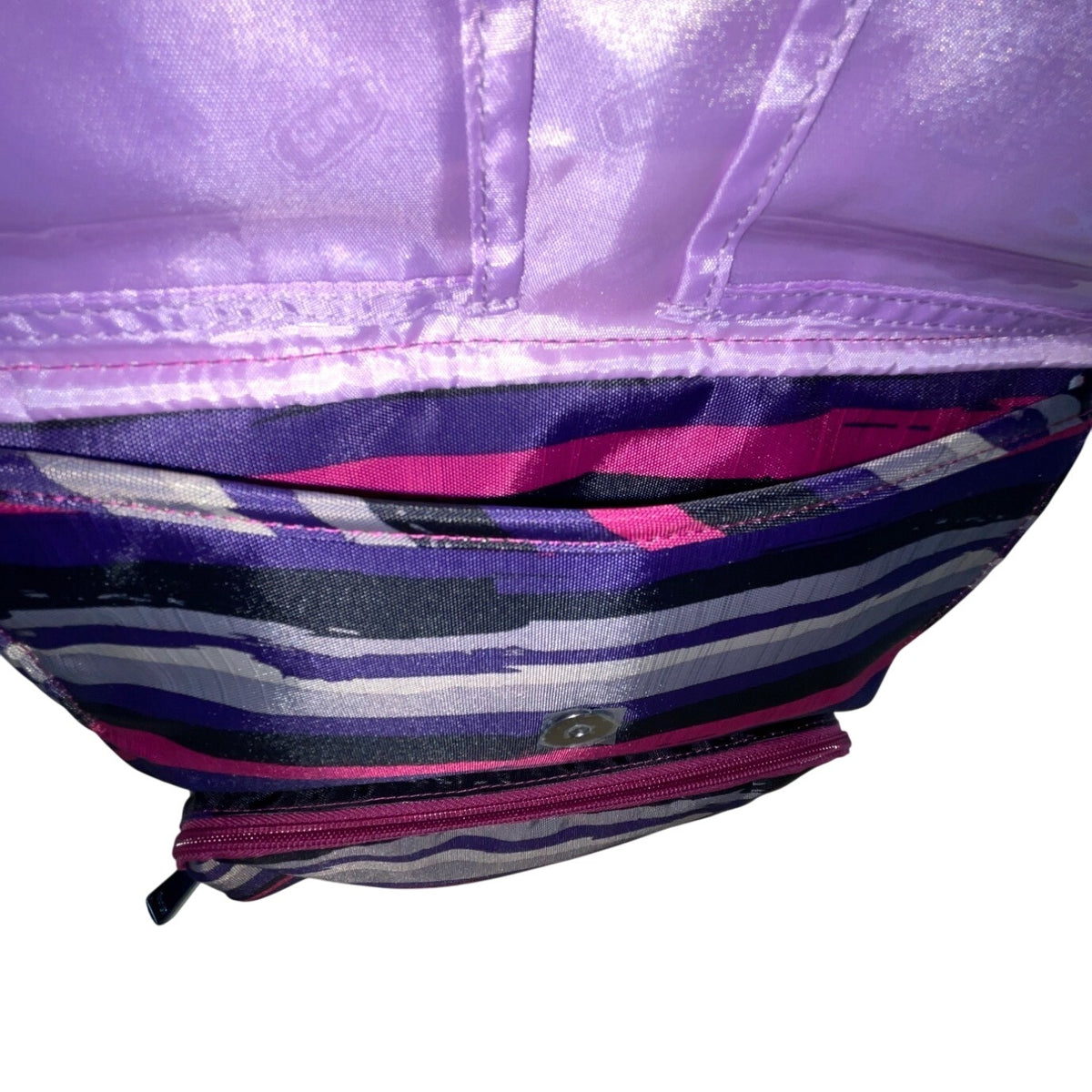 Lug Via Purple Striped With Top Handles & Adjustable Straps Multi-Pocket Backpack