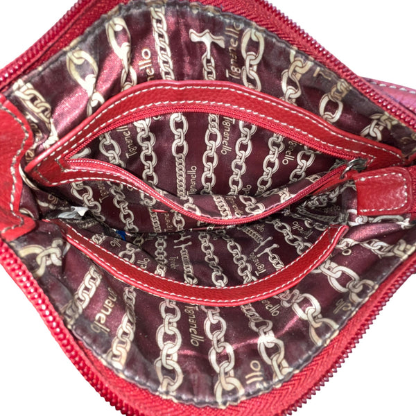 Tignanello Women’s Red Leather Exterior Magnetic Flap Pockets Crossbody Bag