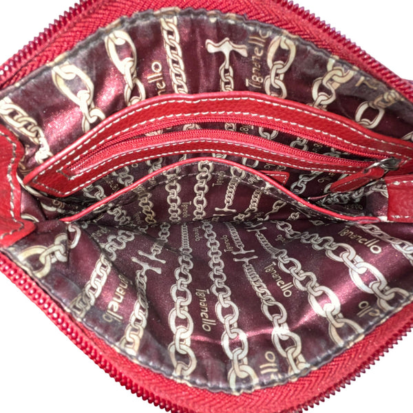 Tignanello Women’s Red Leather Exterior Magnetic Flap Pockets Crossbody Bag