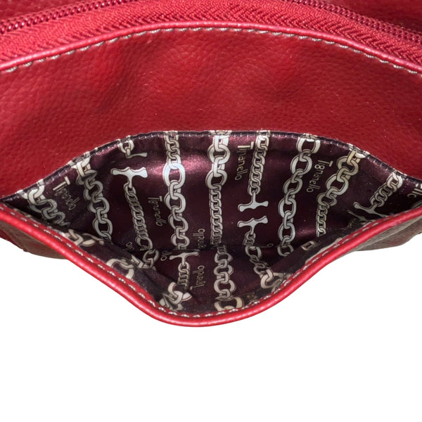 Tignanello Women’s Red Leather Exterior Magnetic Flap Pockets Crossbody Bag