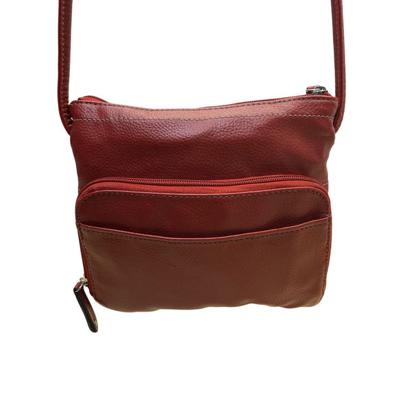 Tignanello Women’s Red Leather Exterior Magnetic Flap Pockets Crossbody Bag