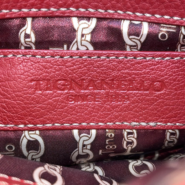 Tignanello Women’s Red Leather Exterior Magnetic Flap Pockets Crossbody Bag