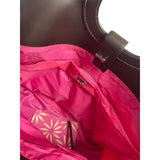 TitlePink Floral Canvas Tote Bag With Black Faux Leather Handles