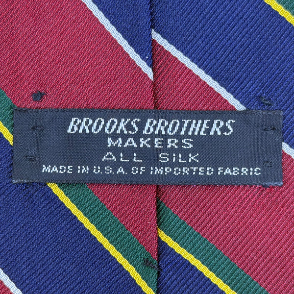 Vintage Brooks Brothers Mens Burgundy & Navy Silk Striped Tie 58" Made In USA
