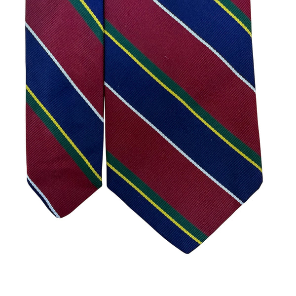 Vintage Brooks Brothers Mens Burgundy & Navy Silk Striped Tie 58" Made In USA