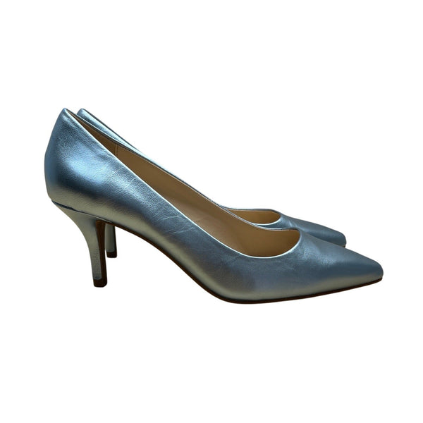 Isaac Mizrahi Live Womens Metallic Blue Leather Pointed Toe Heels Size 7.5M