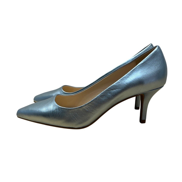 Isaac Mizrahi Live Womens Metallic Blue Leather Pointed Toe Heels Size 7.5M