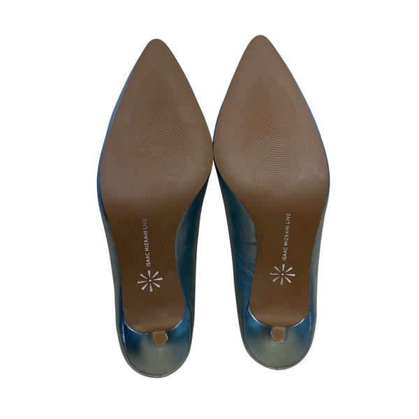 Isaac Mizrahi Live Womens Metallic Blue Leather Pointed Toe Heels Size 7.5M