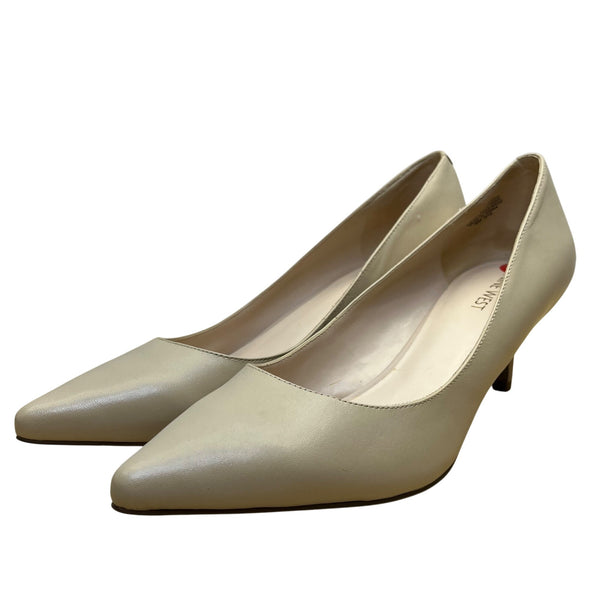 Nine West Women’s Beige Leather Pointed Toe Nydia Kitten Heel Pumps Size 10M