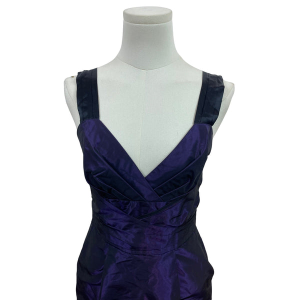 Banana Republic Purple & Black Satin Sleeveless Mini Dress With V-Neckline Sz 0