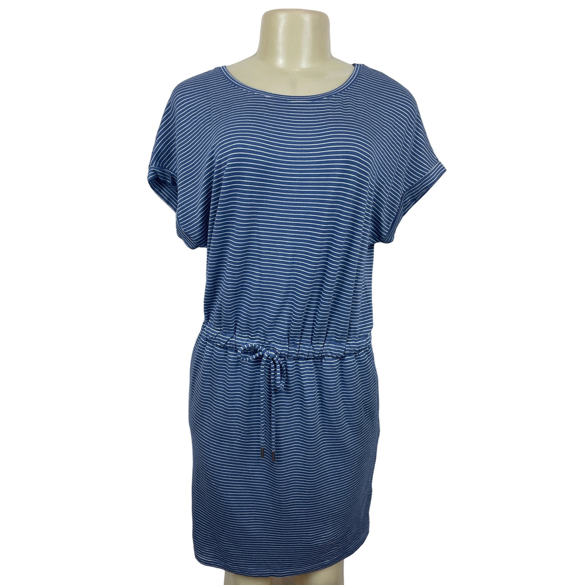 Hilary Radley Women’s Blue and White Striped Knee Length Shirt Dress Sz S/CH - NWT