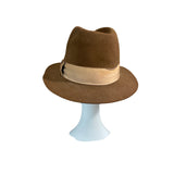 Vintage Dobbs Fifth Ave. NY Brown Fedora Hat With Beige Ribbon Band Wool Felt