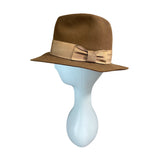 Vintage Dobbs Fifth Ave. NY Brown Fedora Hat With Beige Ribbon Band Wool Felt