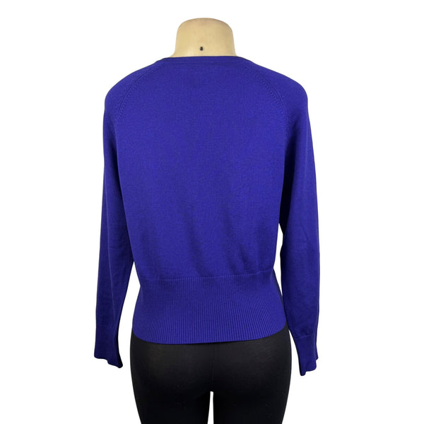 Pendleton Womens Purple Silk & Cashmere Cardigan Sweater Button Front Sz M Petite