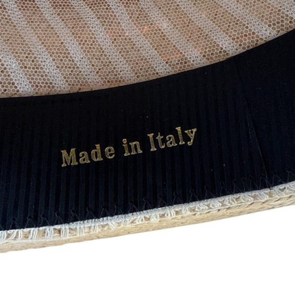 Vtg 30s 40s Ponte Rialto Italian Straw Boater Hat Orange Ribbon Band Sz 7 56