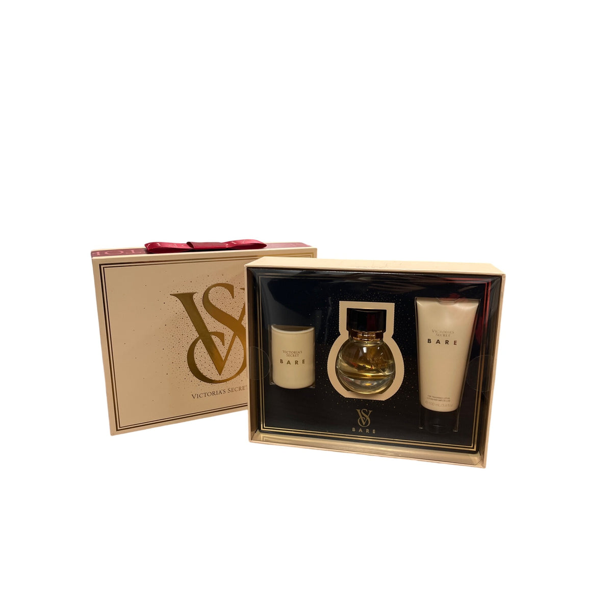 Victorias Secret Womens Beige Gift Set Bare Fragrance 3 Piece Sandalwood