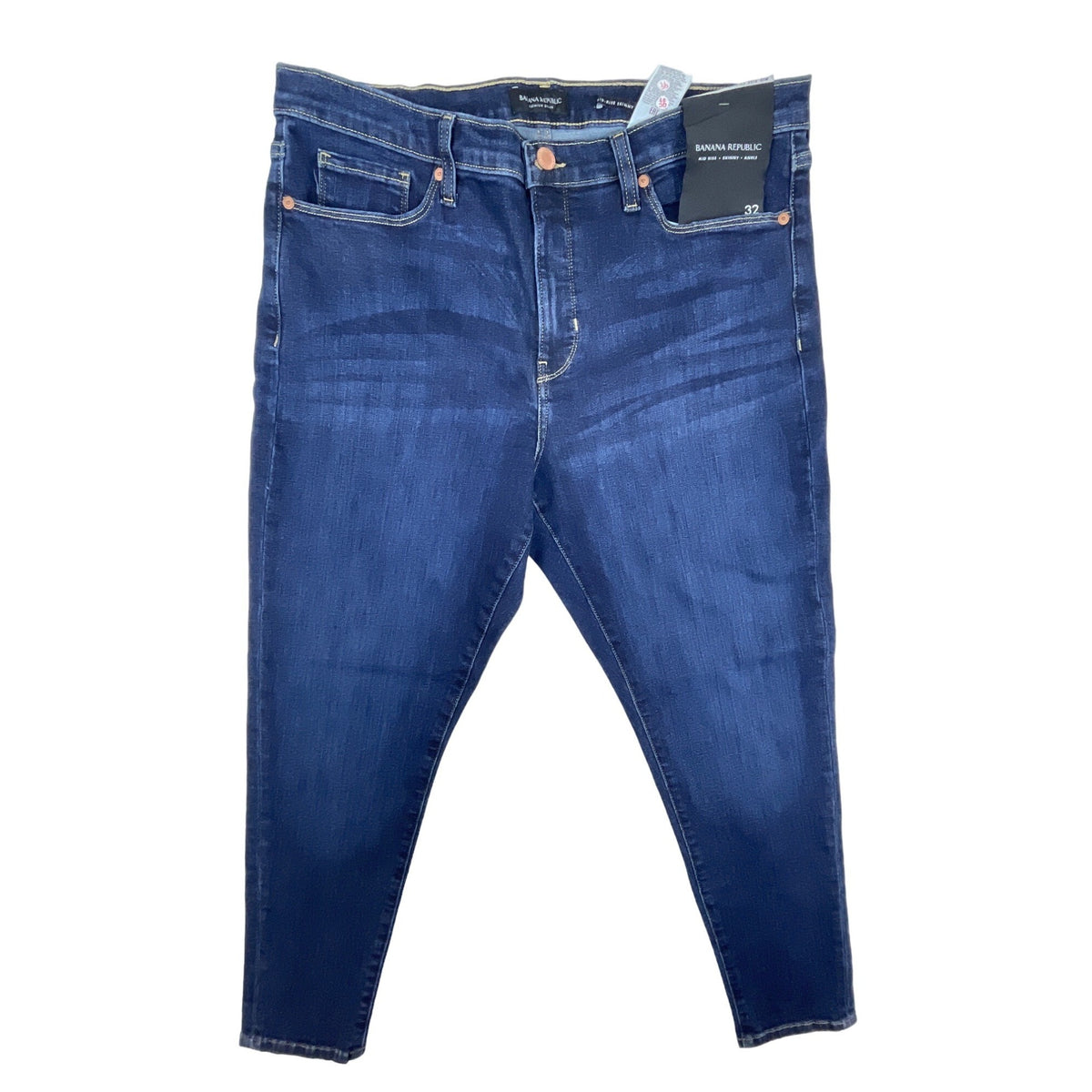 Womens Mid-Rise Dark Blue Skinny Jeans New