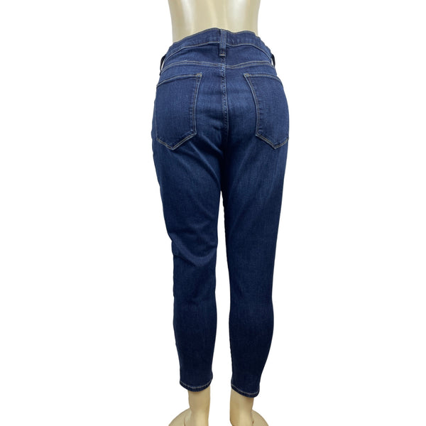 Womens Mid-Rise Dark Blue Skinny Jeans New