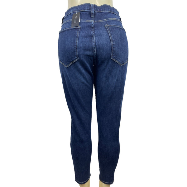 Womens Mid-Rise Dark Blue Skinny Jeans New