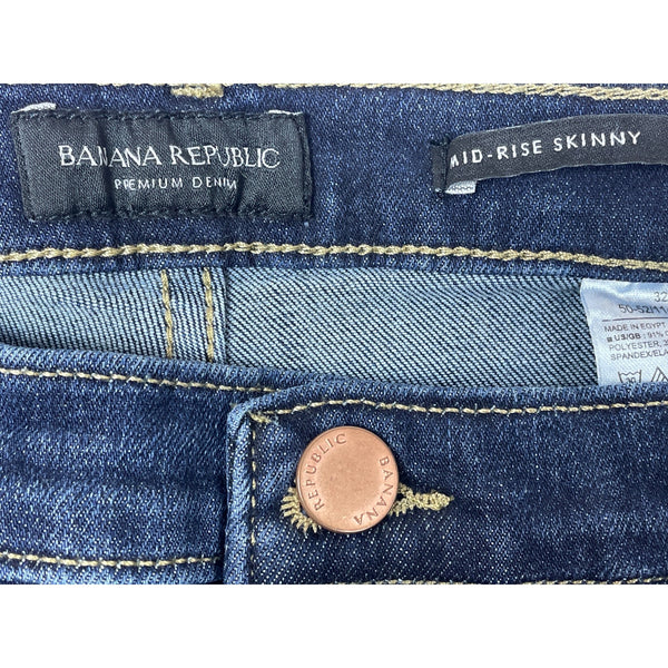 Womens Mid-Rise Dark Blue Skinny Jeans New