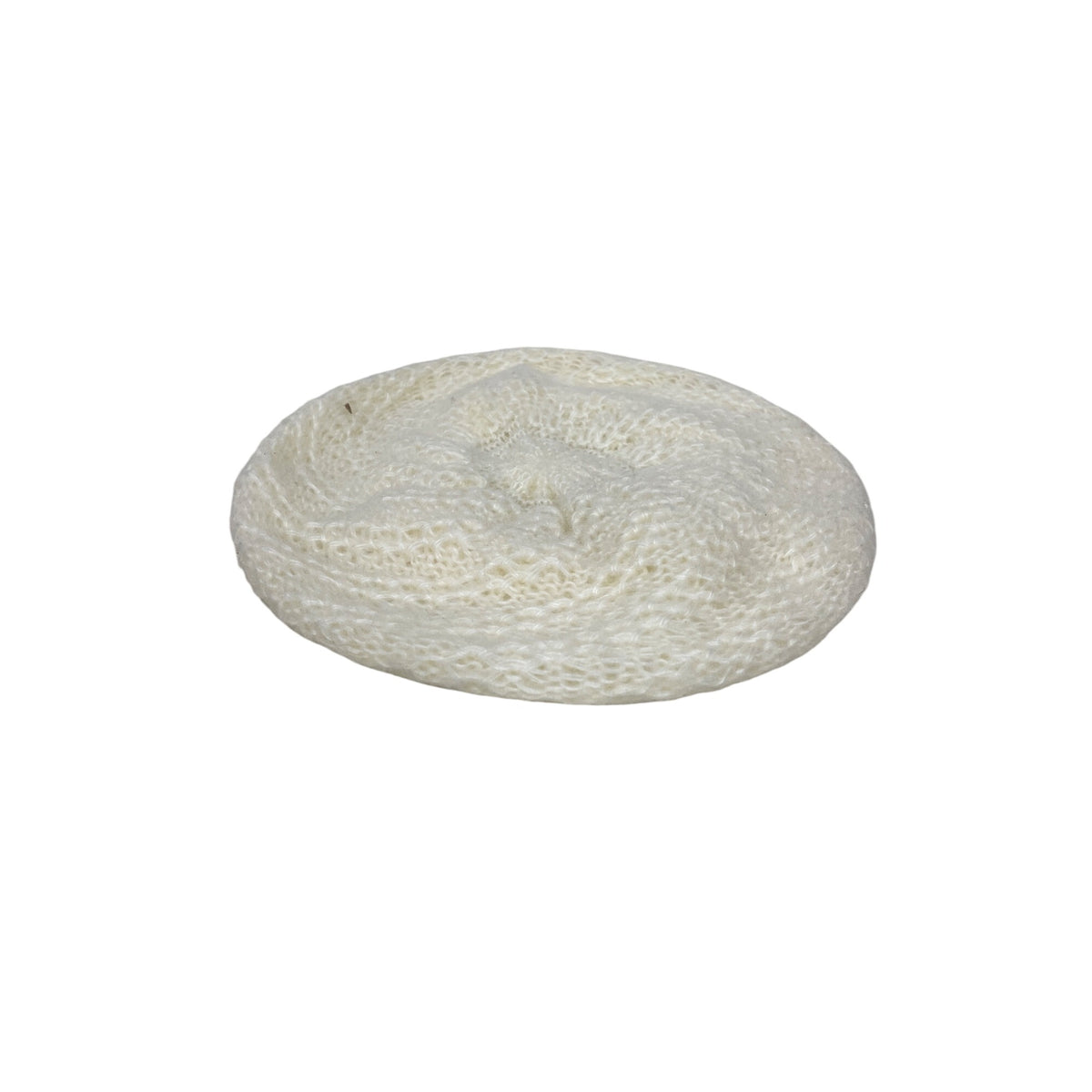 100% Acrylic Womens Ivory Knit Beret Hat Japan-Made Lightweight Soft Stretchy OS