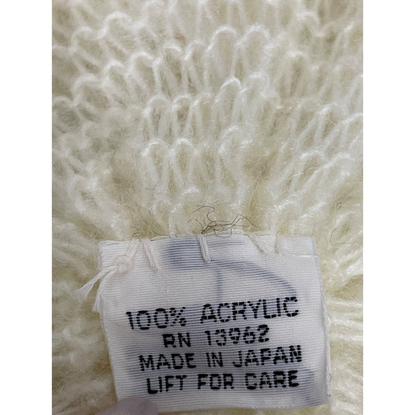 100% Acrylic Womens Ivory Knit Beret Hat Japan-Made Lightweight Soft Stretchy OS