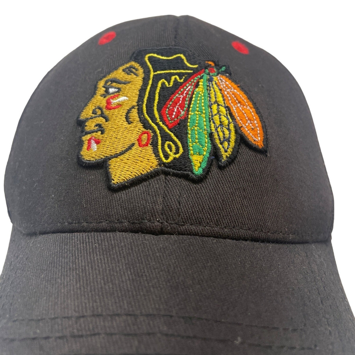 Chicago Blackhawks Baseball Cap NHL Old Time Hockey Black Hat One Size