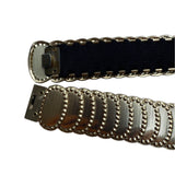 Vintage Gold-Tone Elastic Stretch Waist Belt With Embossed Oval Panels