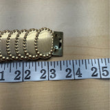 Vintage Gold-Tone Elastic Stretch Waist Belt With Embossed Oval Panels
