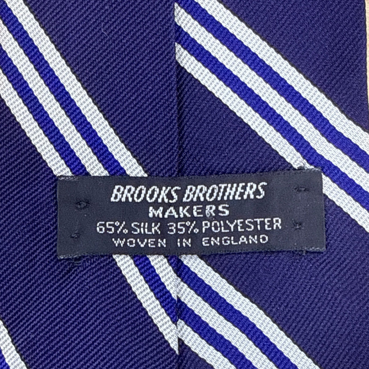 Vintage Brooks Brothers Navy Silk Striped Tie Approx. 58"x3.5" Woven In England