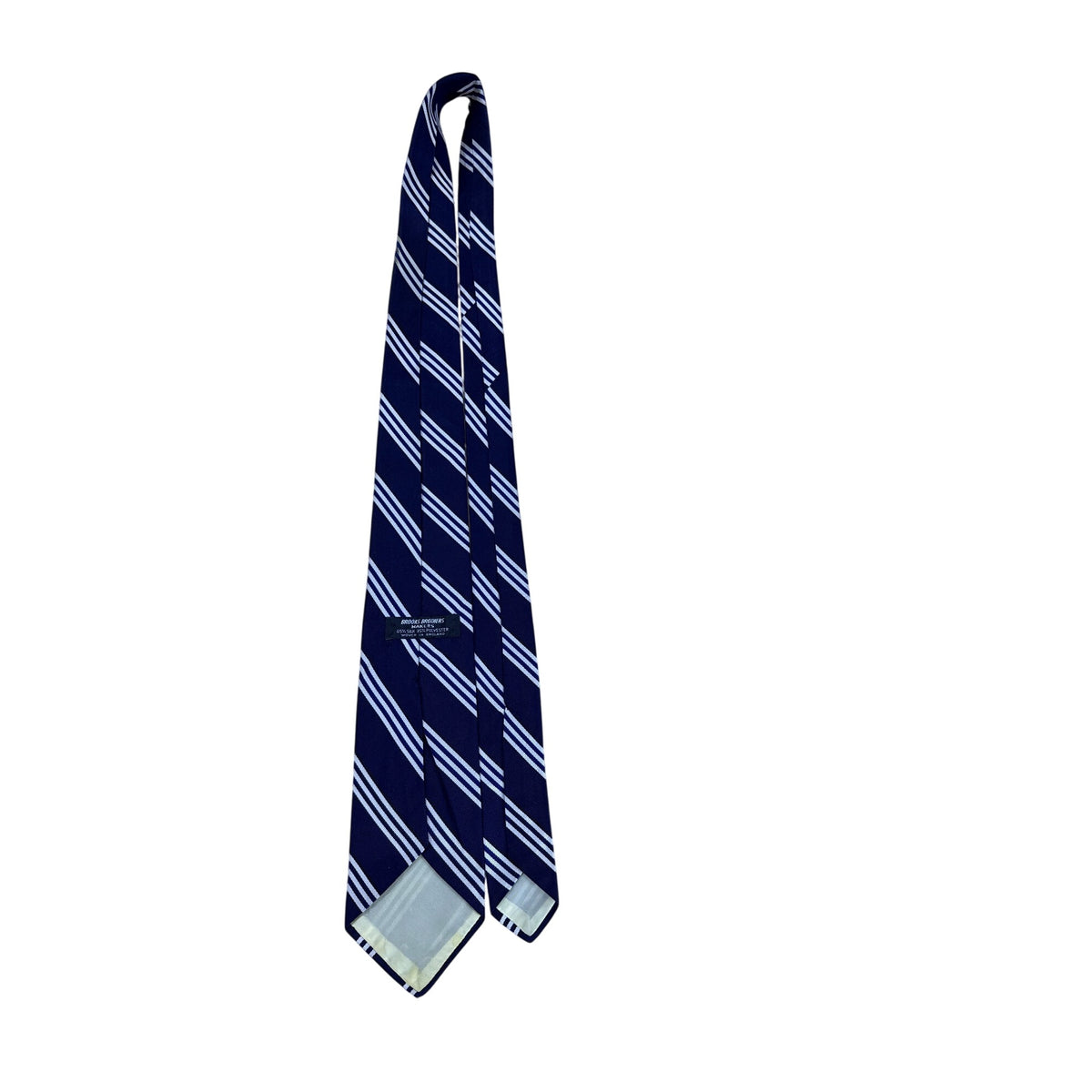 Vintage Brooks Brothers Navy Silk Striped Tie Approx. 58"x3.5" Woven In England