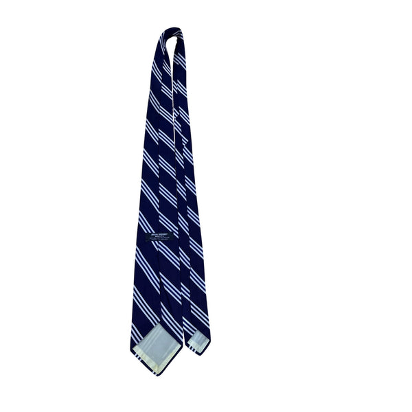Vintage Brooks Brothers Navy Silk Striped Tie Approx. 58"x3.5" Woven In England