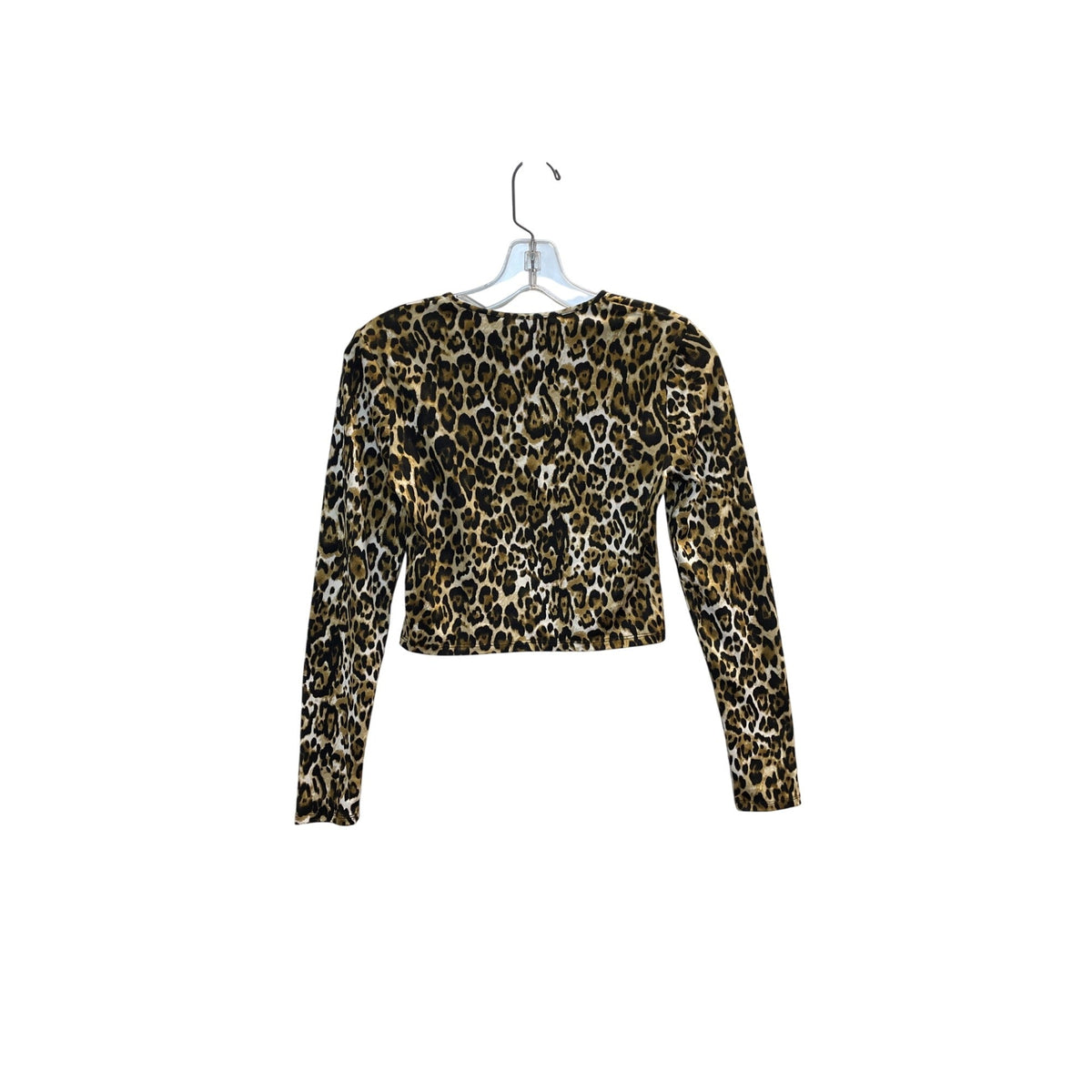 WAYF XS Leopard Print Long Sleeve Cropped Top Polyester/Spandex Lightweight Stretchy