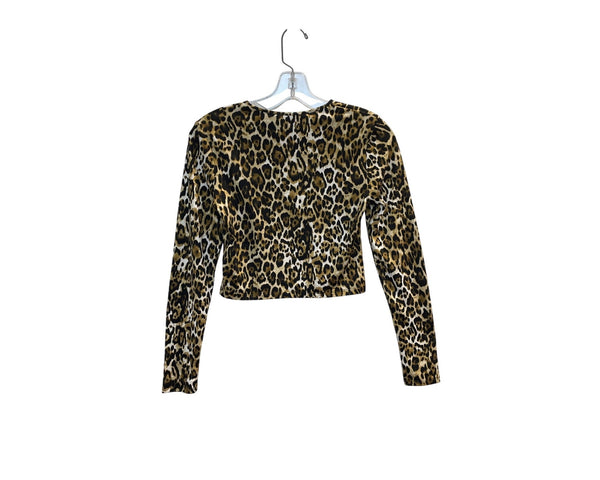 WAYF XS Leopard Print Long Sleeve Cropped Top Polyester/Spandex Lightweight Stretchy