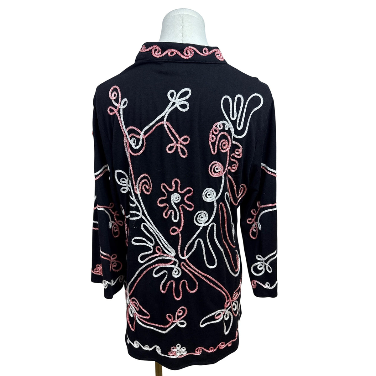 Once Again Women's Black Embroidered Top Boho Style Comfortable