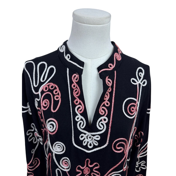 Once Again Women's Black Embroidered Top Boho Style Comfortable