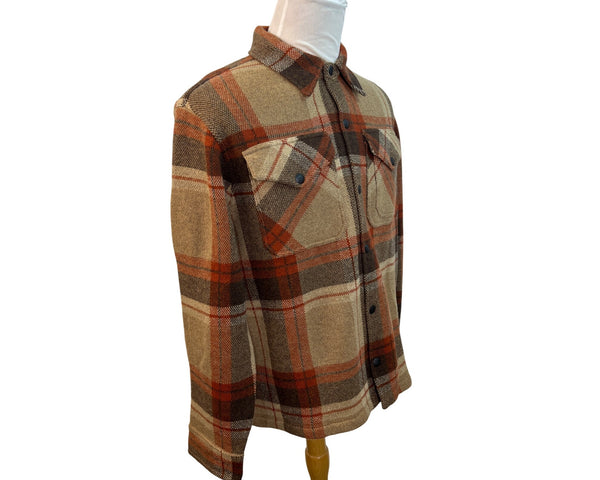 RRL Ralph Lauren Plaid Wool-Blend Shirt Jacket Beige & Rust Mens Size L - New