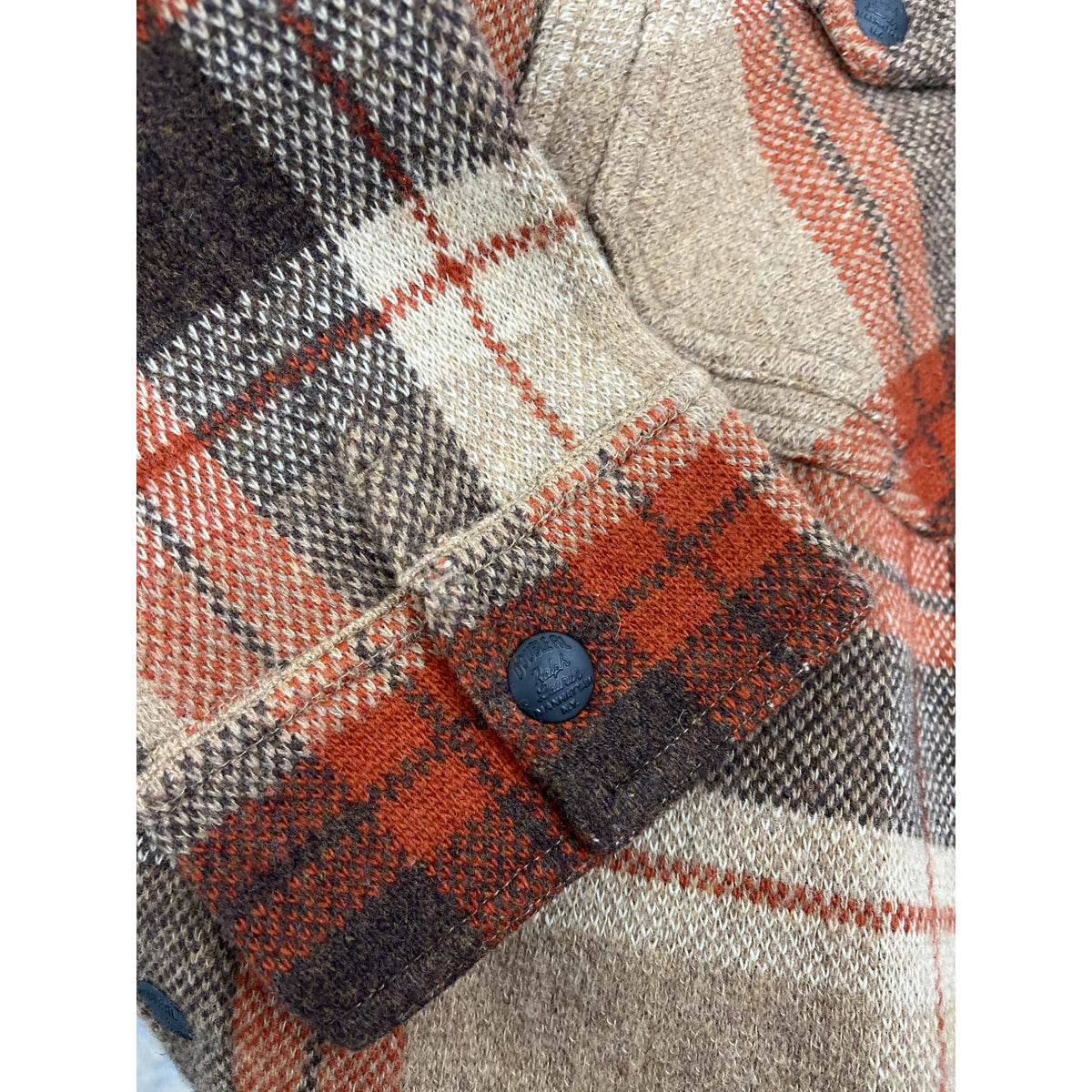 RRL Ralph Lauren Plaid Wool-Blend Shirt Jacket Beige & Rust Mens Size L - New