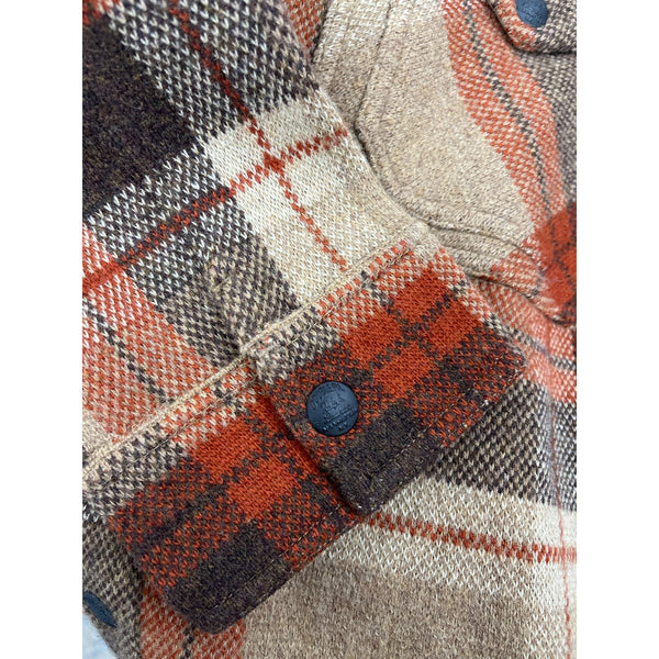 RRL Ralph Lauren Plaid Wool-Blend Shirt Jacket Beige & Rust Mens Size L - New