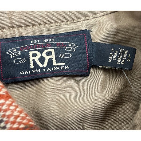 RRL Ralph Lauren Plaid Wool-Blend Shirt Jacket Beige & Rust Mens Size L - New