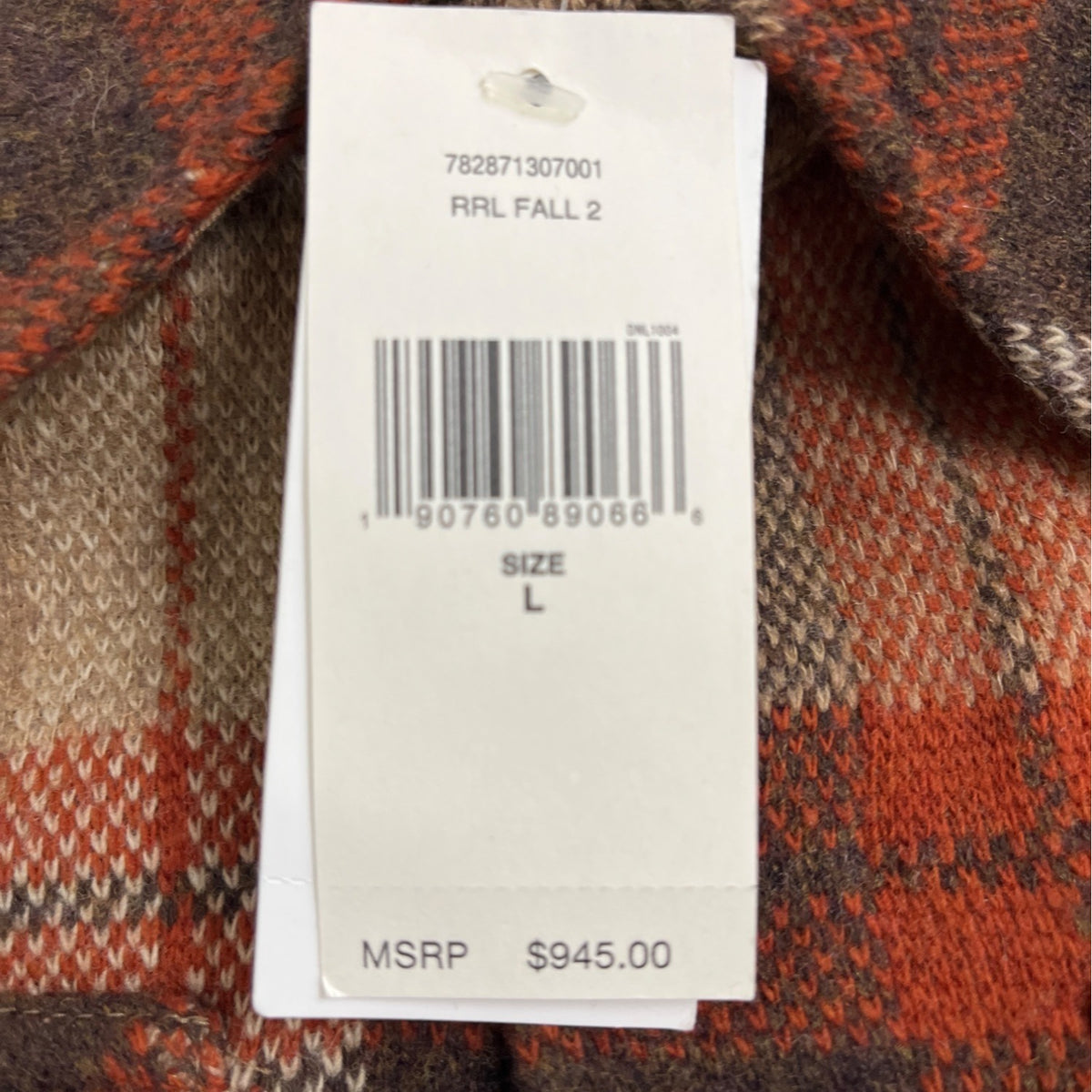 RRL Ralph Lauren Plaid Wool-Blend Shirt Jacket Beige & Rust Mens Size L - New