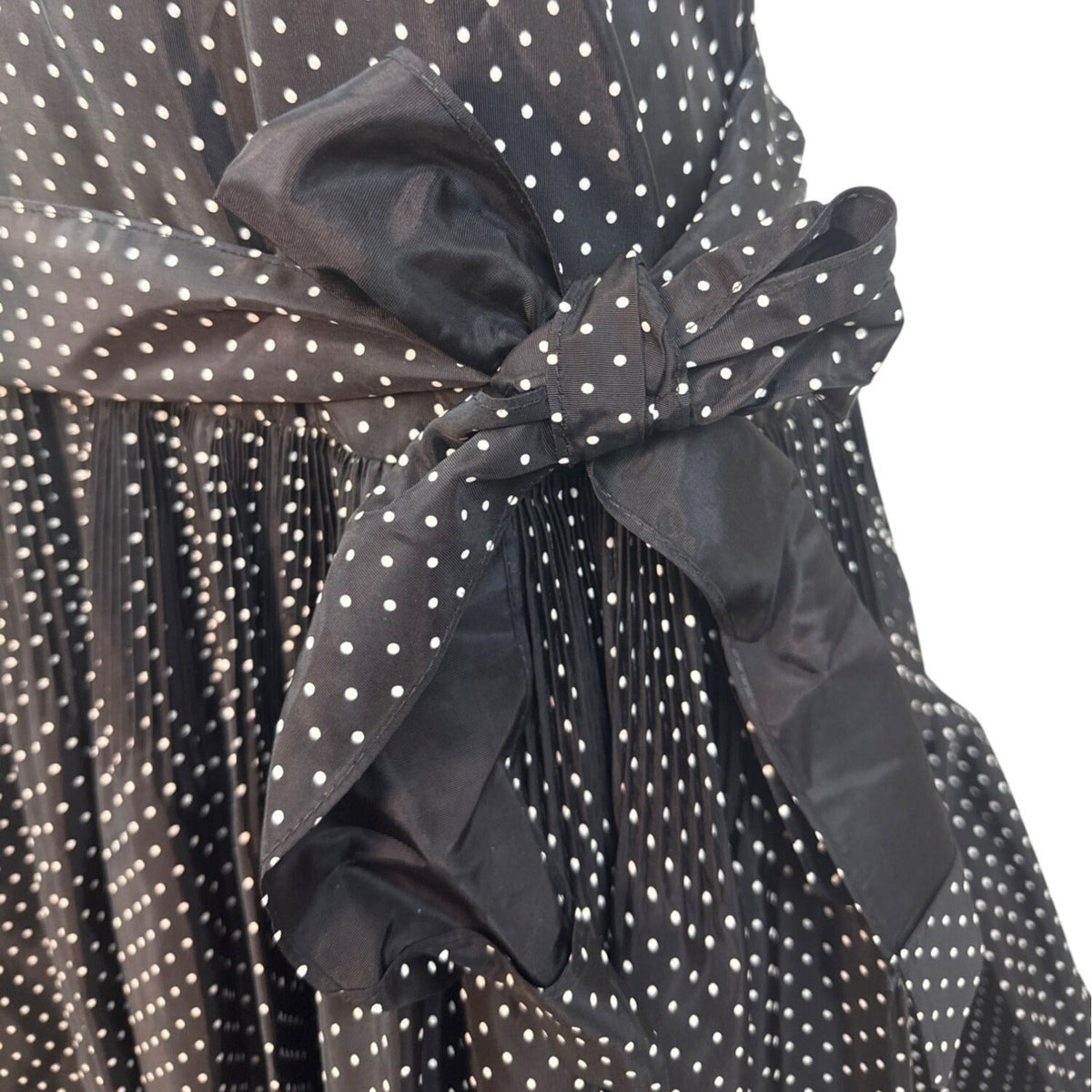 Vintage David Charles Black Polka Dot Dress With Ruffled Neckline Size S/14 yrs
