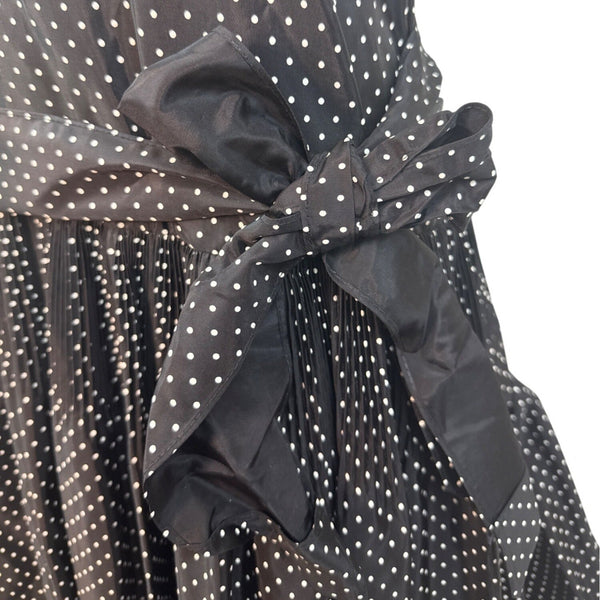 Vintage David Charles Black Polka Dot Dress With Ruffled Neckline Size S/14 yrs