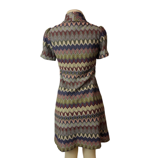 Jessica Howard Women's Colorful Pattern Drape Neck Puffed Midi Dress Sz 6