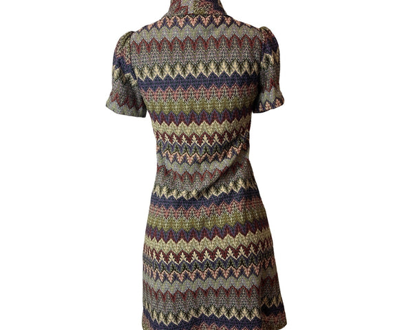 Jessica Howard Women's Colorful Pattern Drape Neck Puffed Midi Dress Sz 6