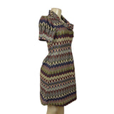 Jessica Howard Women's Colorful Pattern Drape Neck Puffed Midi Dress Sz 6