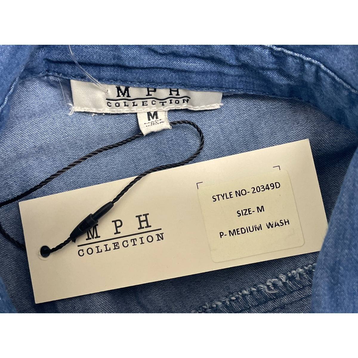 MPH Collection Women’s Wash Denim Shirt Dress With Roll Tab Sleeves Sz M - New